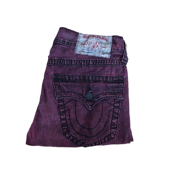 TRUE Religion Jeans Size 32 STRAIGHT Red - Picture 3 of 6